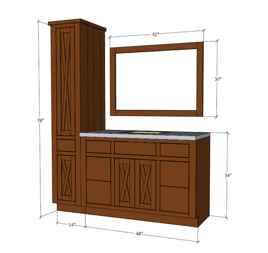 Custom Vanity (Vanity, Tower, and Mirror Frame) - Final Payment