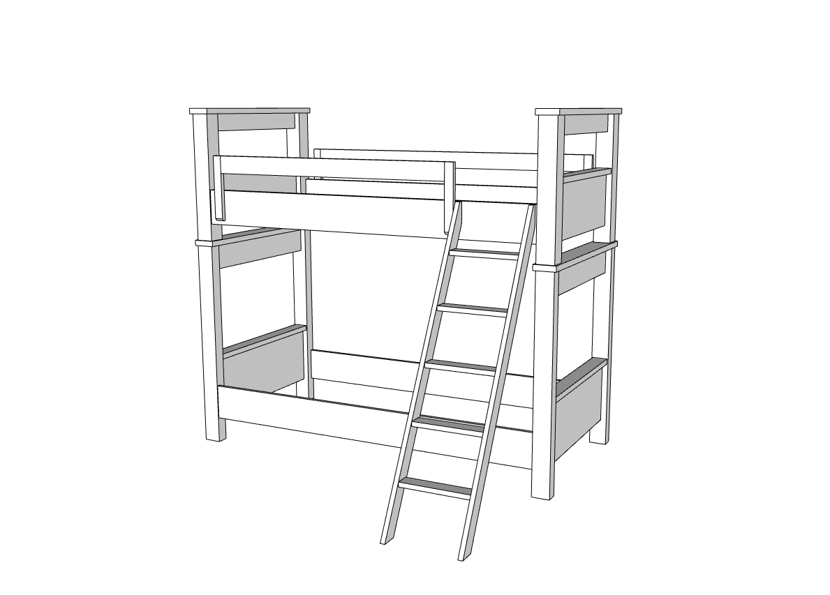 Custom Bunk Beds (Single over Single) x 2 - Center Ladder